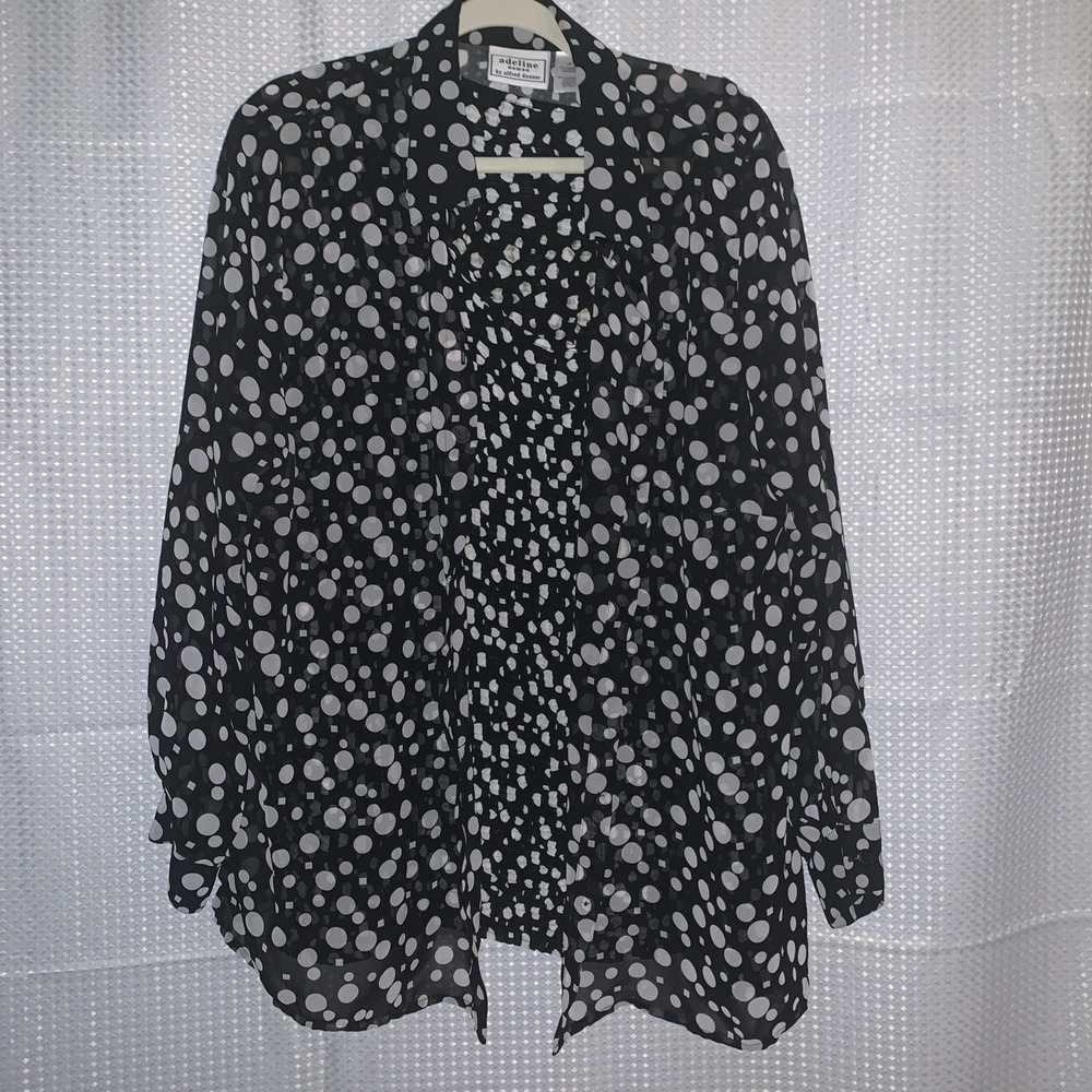 Adeline‎ Woman Alfred Dunner Two Piece 18 Plus Blouse Black White
